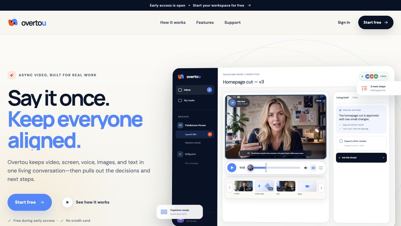 Overtou app interface